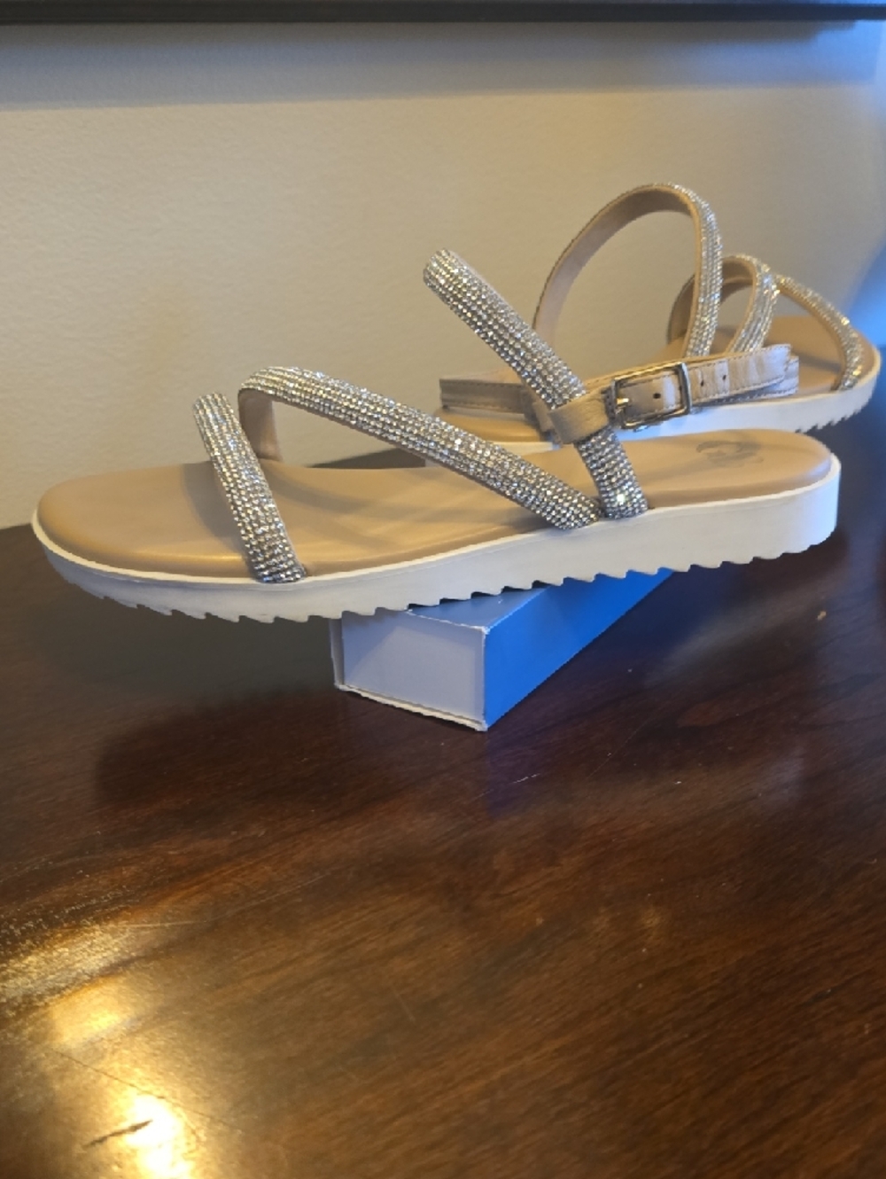 Gianni Bini Champagne Rhinestone Strappy Sandals - Picture 12 of 12